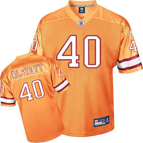 Men's Authentic Mike Alstott Reebok Jersey Orange Alternate - #40 Throwback NFL Tampa Bay Buccaneers